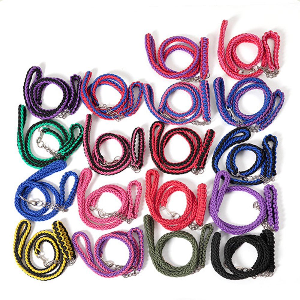 Hot selling 5 feet 1.5 meters long 1.2 centimeters thick durable reflective nylon dog leash woven climbing rope dog leash