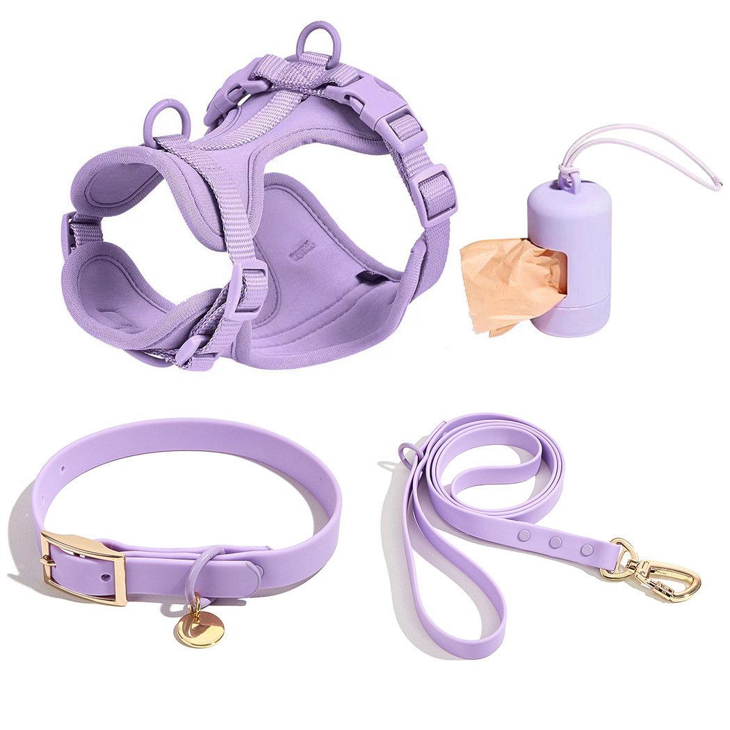 2024 Luxury Personalized Custom Logo Designers No Pull PVC Neoprene Cat Pet Lead Dog Harness Leash Collar Set For Dog