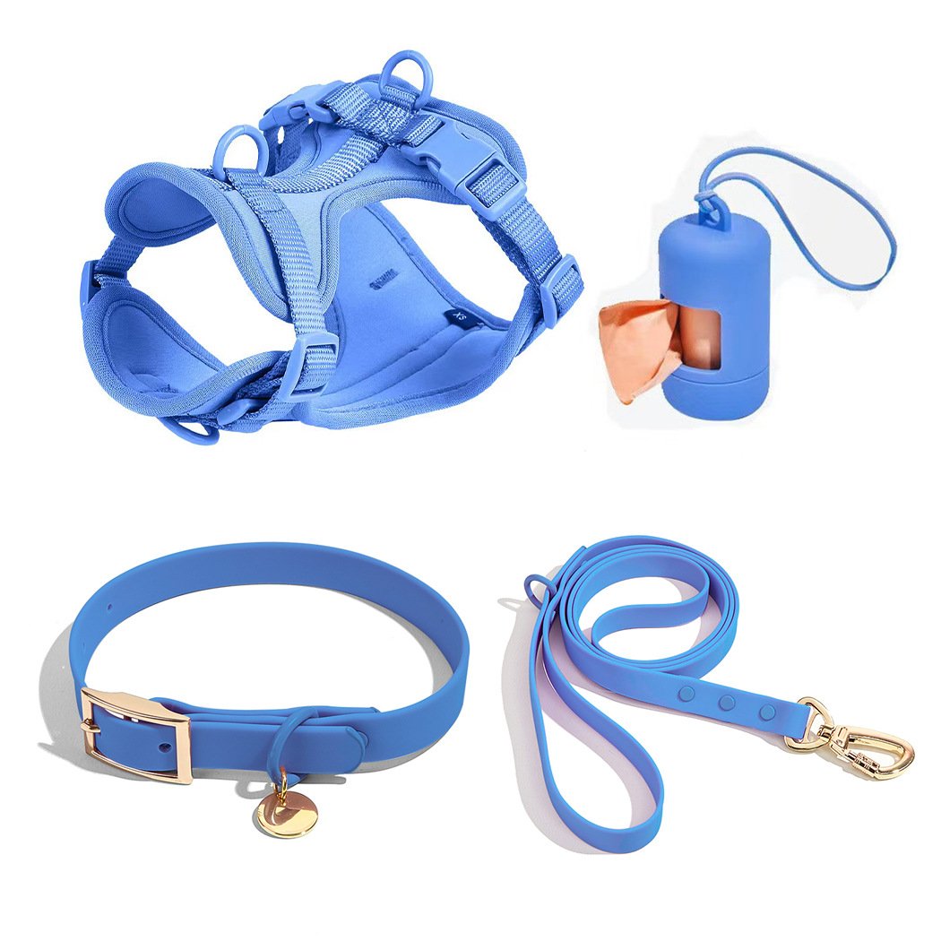 2024 Luxury Personalized Custom Logo Designers No Pull PVC Neoprene Cat Pet Lead Dog Harness Leash Collar Set For Dog