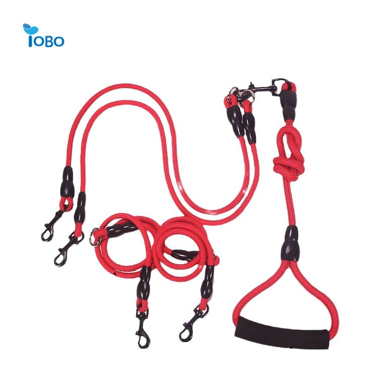 360 Swivel black red blue No Tangle Dual Rope Double 2/3/4 dog Leash with Comfortable Padded Handle