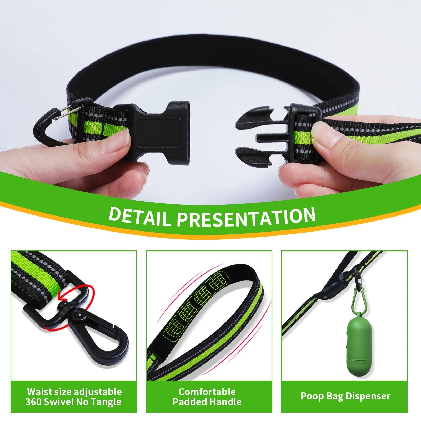 Handsfree Professional Running Bungee New Training Walking Reflective Nylon Hands Free Rope Pet Dog Cat Leash Lead Collar Set