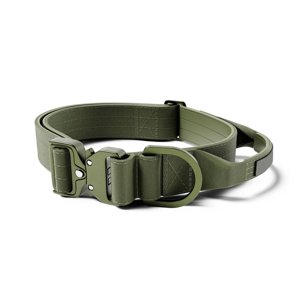 Customized Logo Color Blocking Design Pet Outdoor Training Nylon Tactical Combat Heavy Duty K9 Dog Collar Set with Metal Buckle