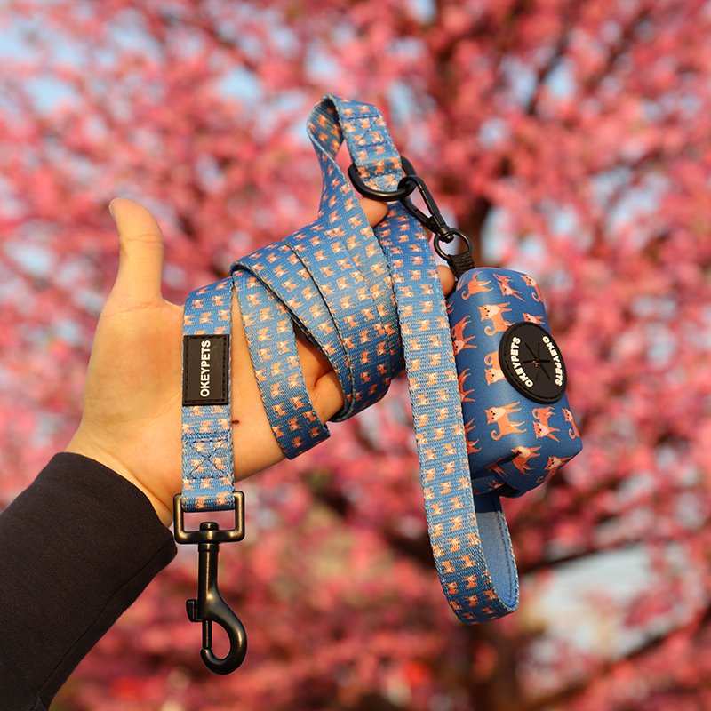 OKEYPETS Cheap Personalized Luxury Durable Sublimation Adjustable Dog Accessories Leash With Poop Bag