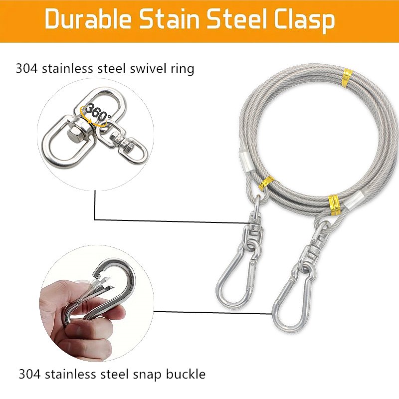 304 stainless steel pet traction wire rope double-ended dog leash wire dog leash camping outdoor cable training rope