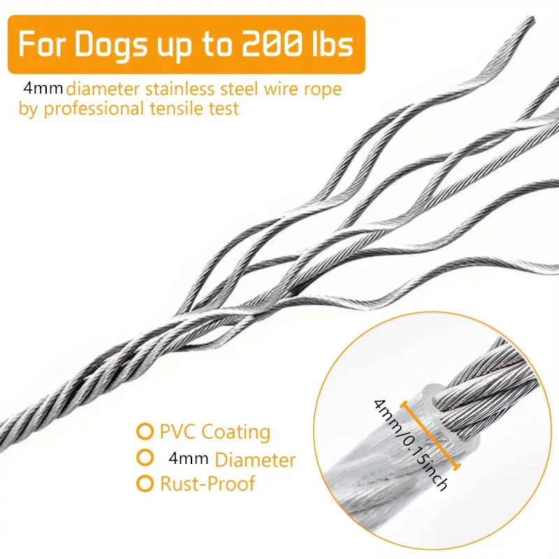 304 stainless steel pet traction wire rope double-ended dog leash wire dog leash camping outdoor cable training rope