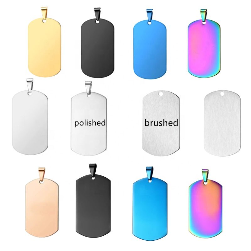 Manufacturers direct sales stainless steel dog tag pet blank laser engraving material necklace pendant to prevent lost
