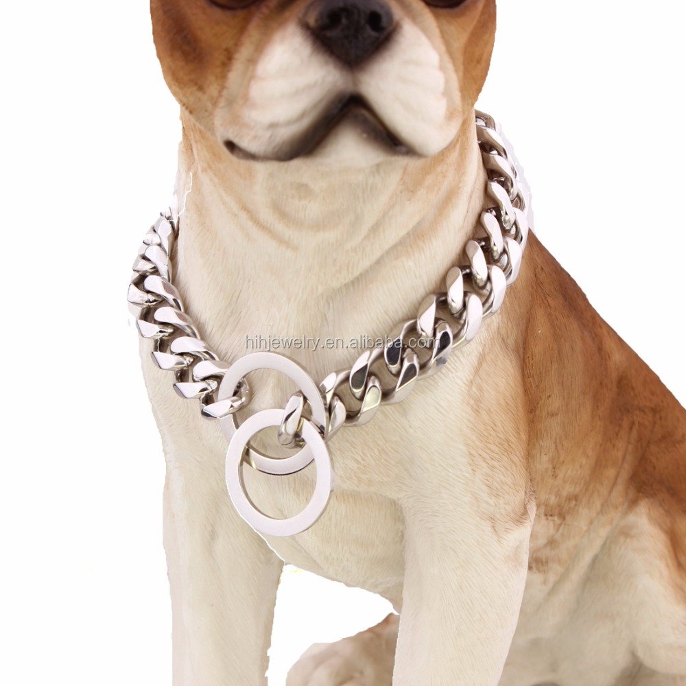 Stainless Steel Cuban Link Chain Choke Dog Collar 15 mm Wide Heavy 12-36" 18inch