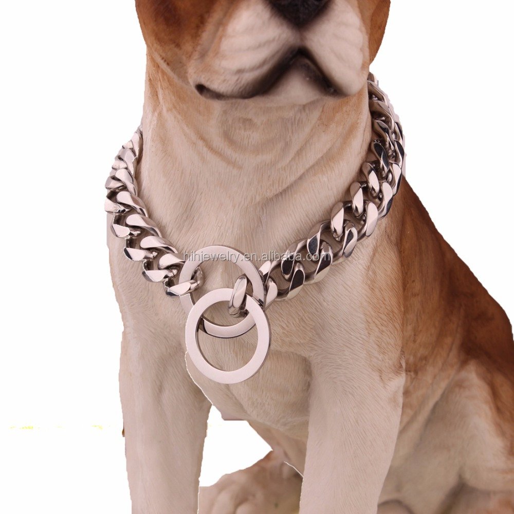 Stainless Steel Cuban Link Chain Choke Dog Collar 15 mm Wide Heavy 12-36" 18inch