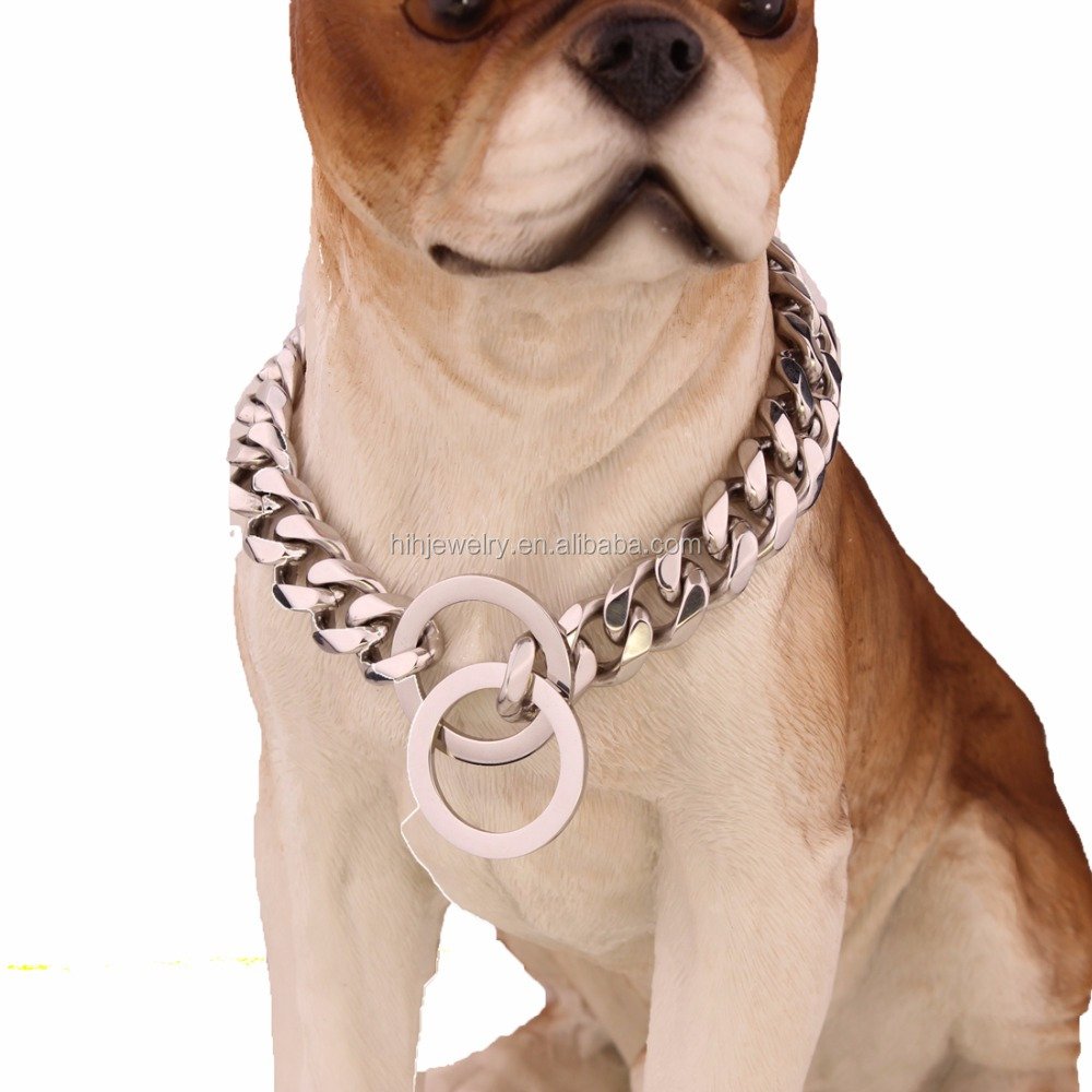 Stainless Steel Cuban Link Chain Choke Dog Collar 15 mm Wide Heavy 12-36" 18inch