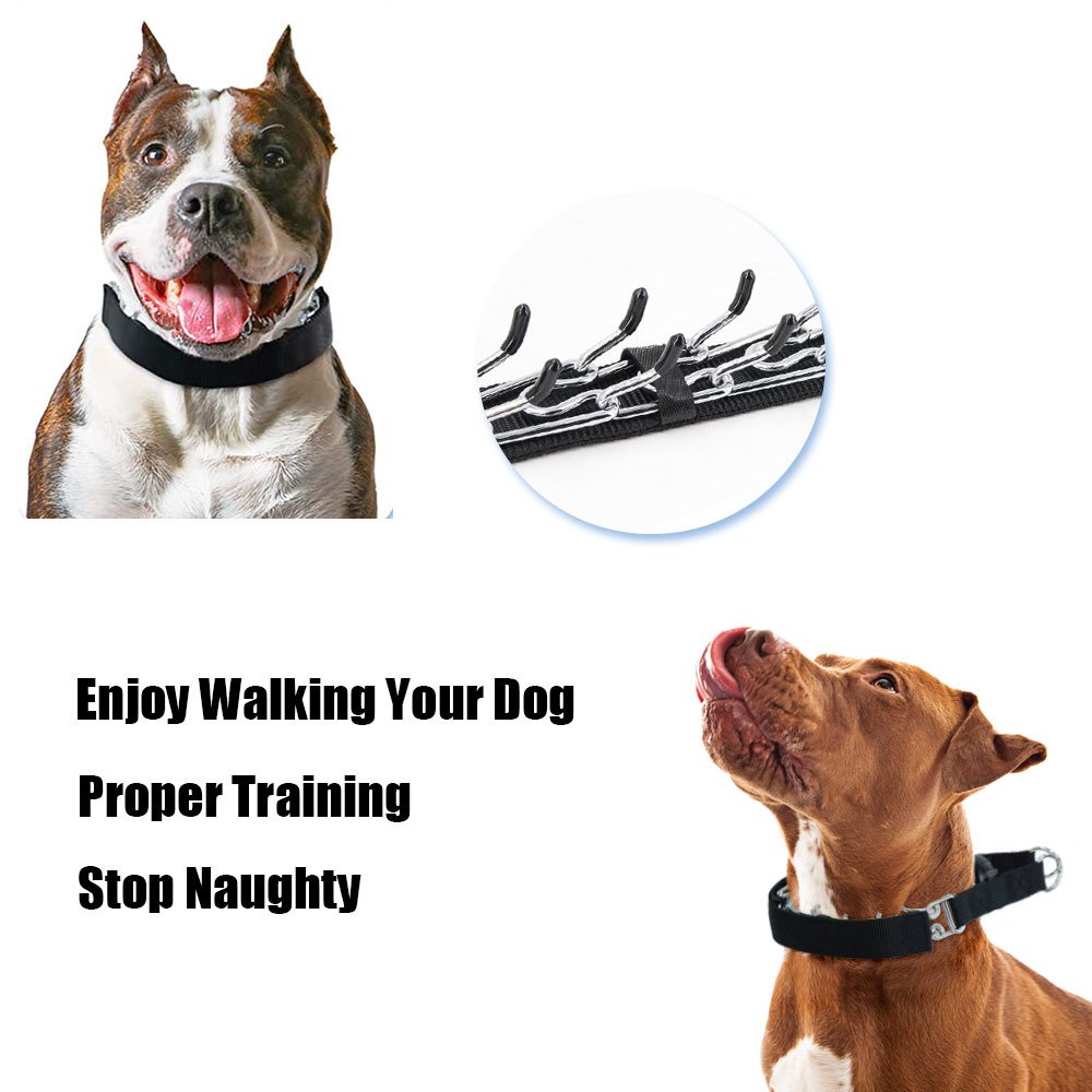 Prong Dog Training Collar For Dogs With Rubber Trips Stainless Steel Collar For Large Dog