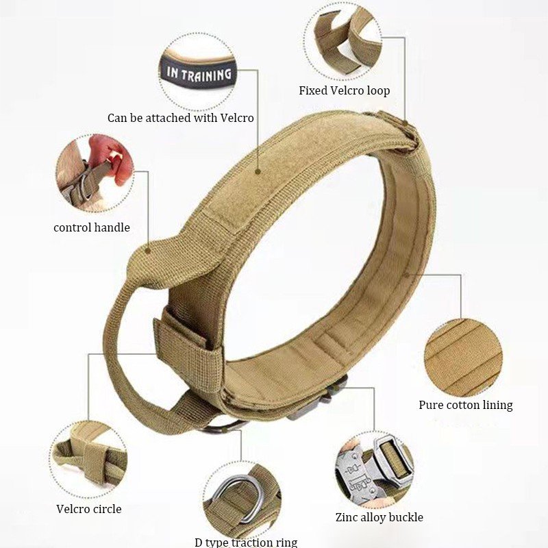 Wholesale Tactical pet Collar With Handle Durable Tactical Nylon Dog Collar Adjustable Training Collar For Large Dogs
