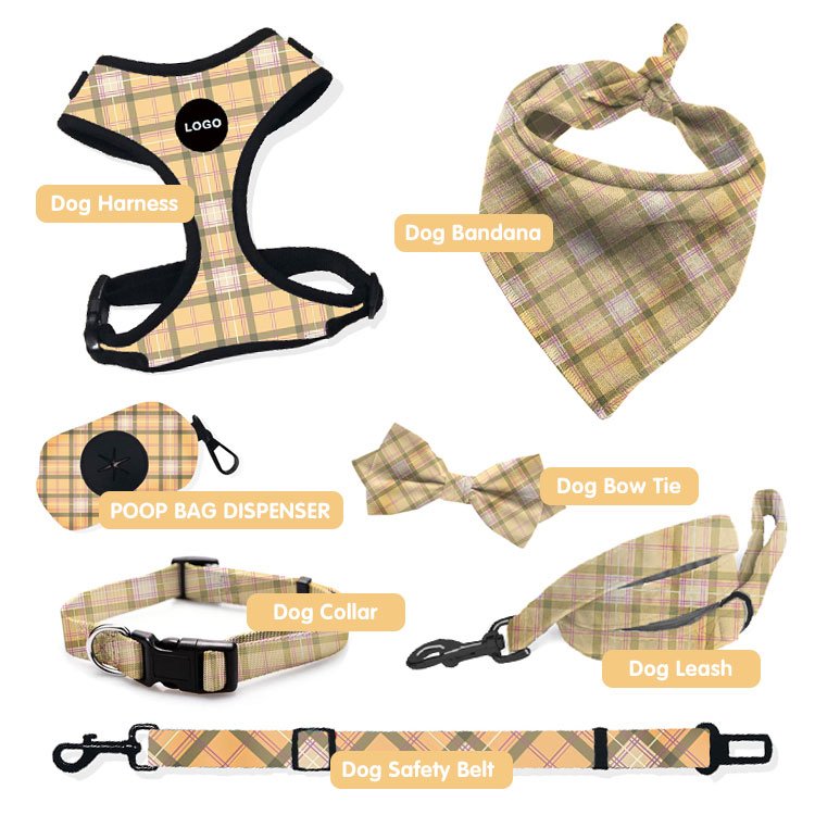 OEM/ODM Personalized Pet Accessories Print Reflective Reversible Quick Release Padded Polyester Pattern Dog Harness Set