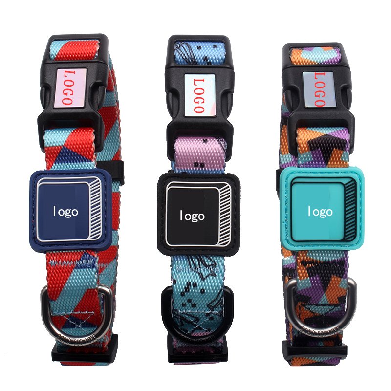 Custom Adjustable Vegen Aqua Pet Necklace Beautiful Glossy Sublimation Blank brown buckle Printing Logo Dog Collar With D-ring