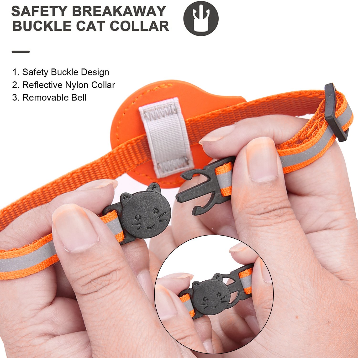 Hot Sale Adjustable Breakaway Buckle Airtag Cat Collar Reflective Anti-Loss Cat Collar With PU Airtag Holder