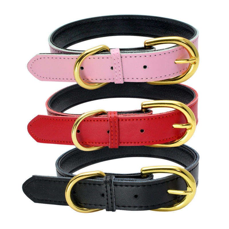 New Fashion Dog Luxury Vegan Leather Pet Collar Pet Durable Real Leather Dog Collar