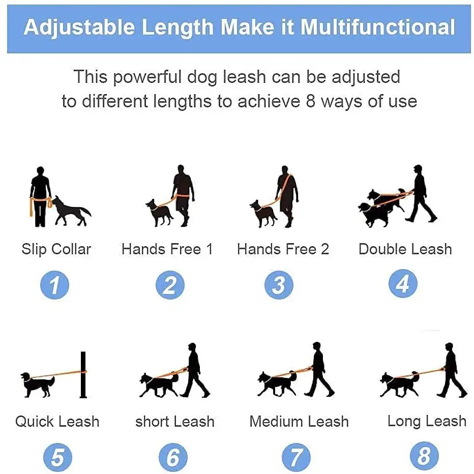 Waterproof Dog Leash splicing Leashes with 2 Hooks for Walking PVC webbing Multifunction pet hands free leash crossbody