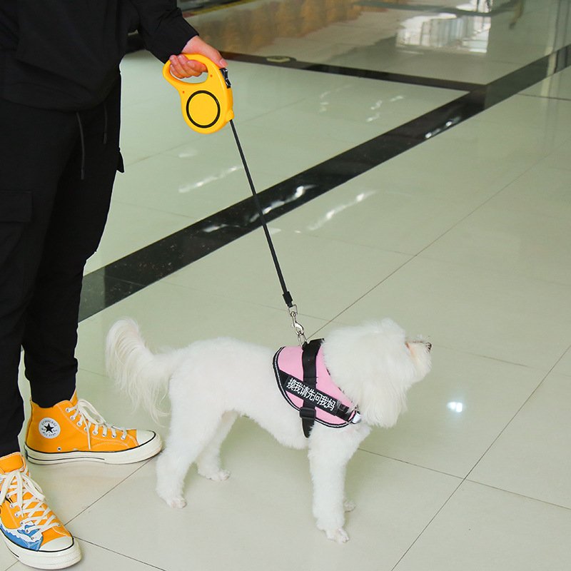 YOSHI Mini Portable Tangle Free Dog Leash TractorAutomatic Shrinkable Cords Nylon Tape One Hand Brake Retractable Dog Leash