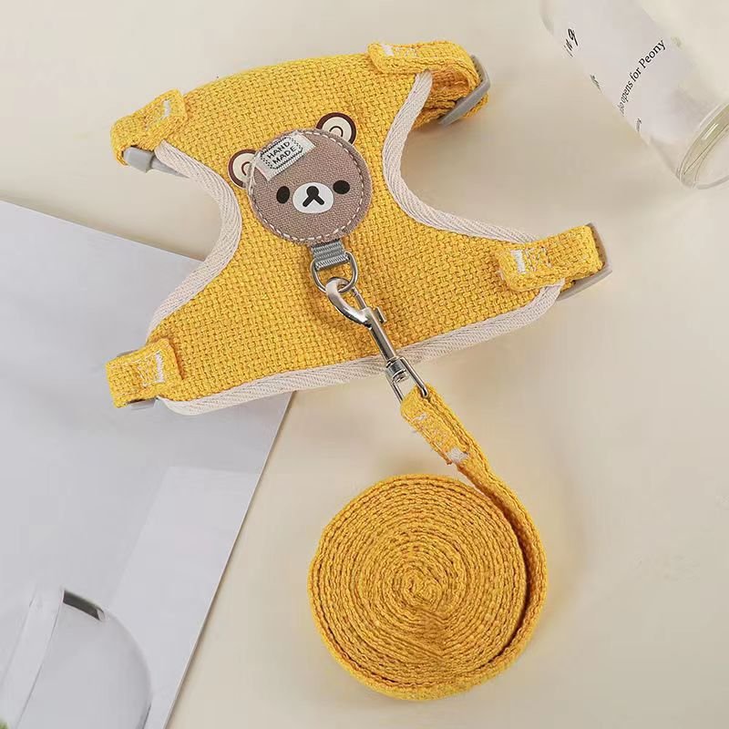 2025 Bear Small Dog Teddy Tank Top with XL Size Cat Walking Dog Chest Back Traction Rope Collar Leash Type
