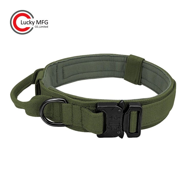 Heavy Duty Quick Release Metal Buckle Colourful pet Training Padded K9 Tactical Dog collar With Handle