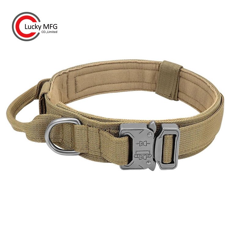 Heavy Duty Quick Release Metal Buckle Colourful pet Training Padded K9 Tactical Dog collar With Handle