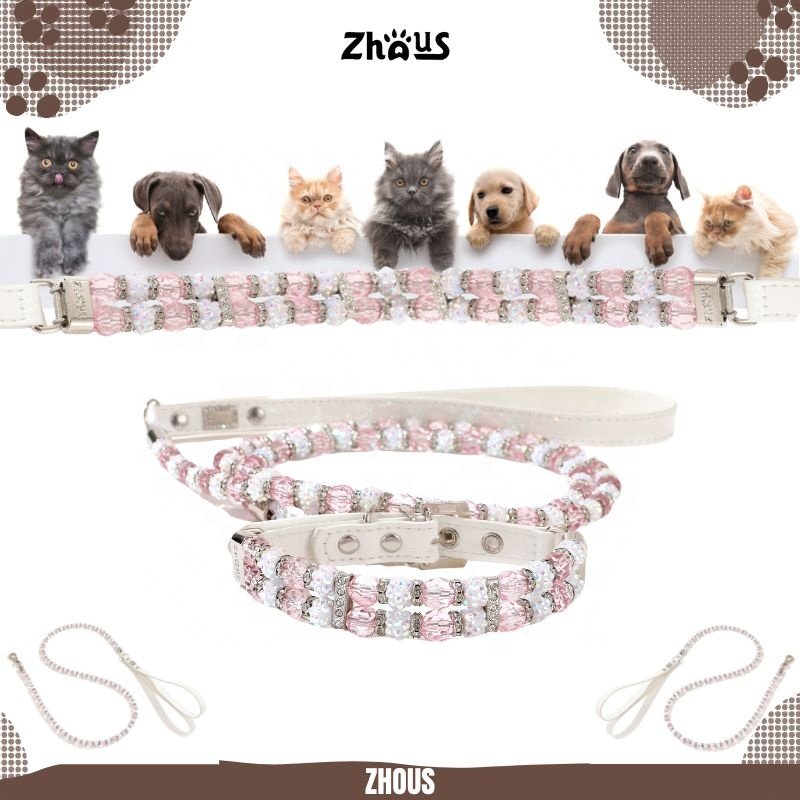 Hot Sale Step up Pet Fashion: Adjustable for Cats, Dogs & Small Animals, Jeweled Glamour Collars & Leashes