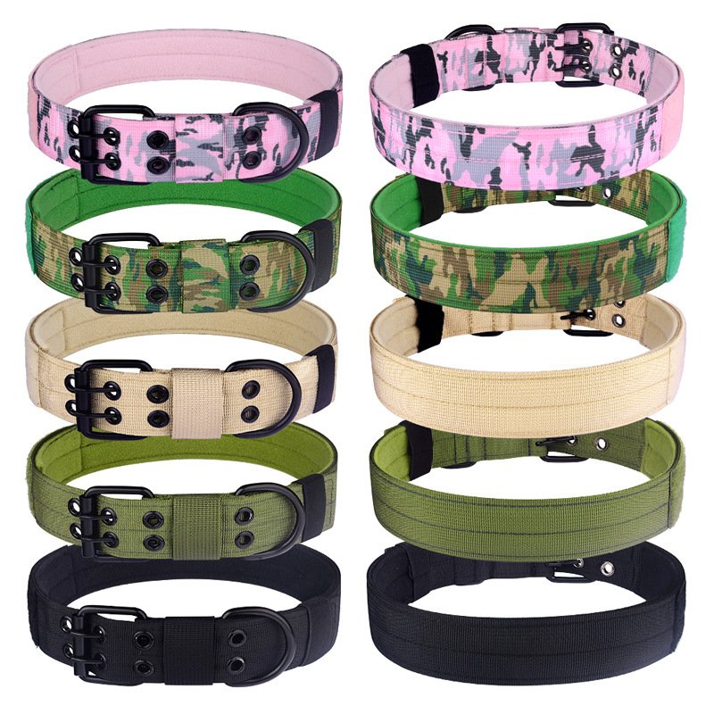 Wholesale 5cm luxury think heavy duty strong medium large pet tactical dog collar metal buckle