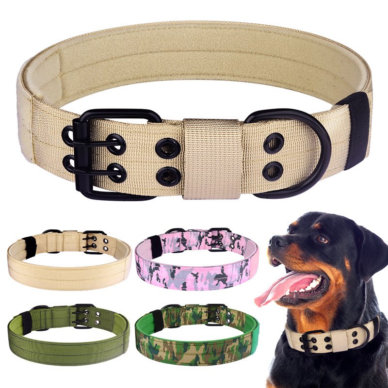 Wholesale 5cm luxury think heavy duty strong medium large pet tactical dog collar metal buckle
