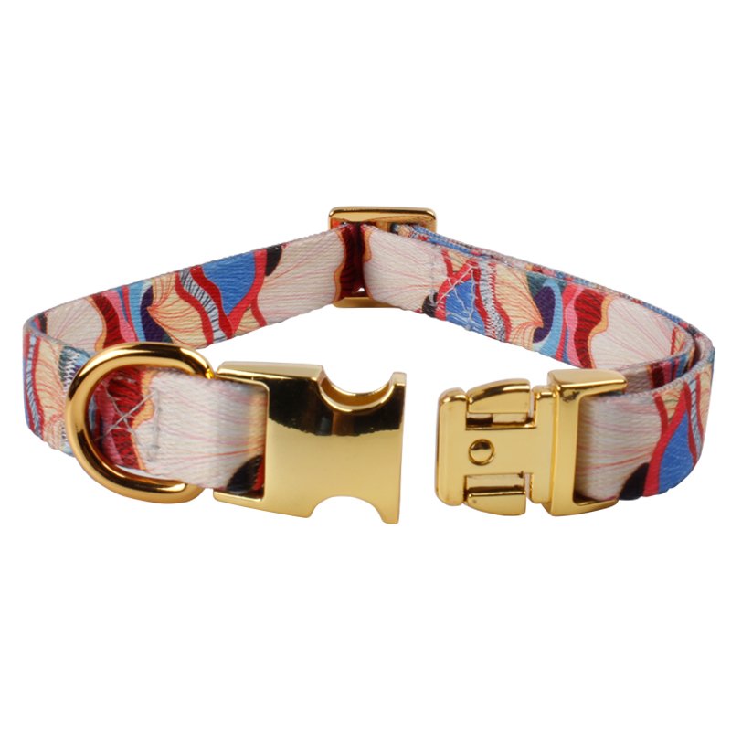 Pets new inventions polyester sublimation pet accessories wholesaler custom metal buckles for dog collars