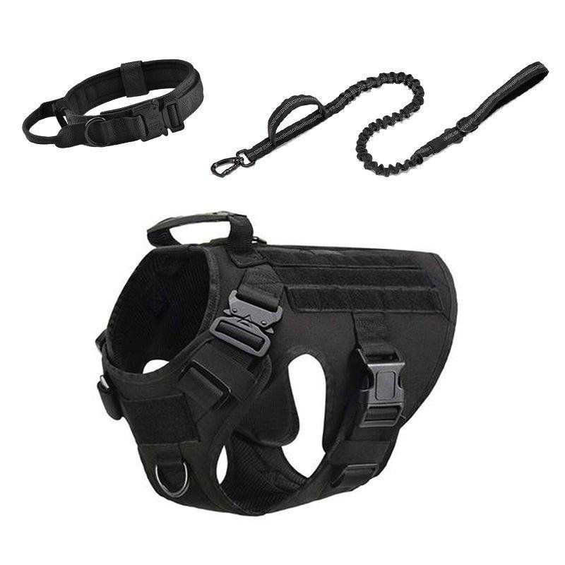 Custom LOGO Adjustable Tactical No Pull K9 Dog Vest Harness and Leash Collar Set