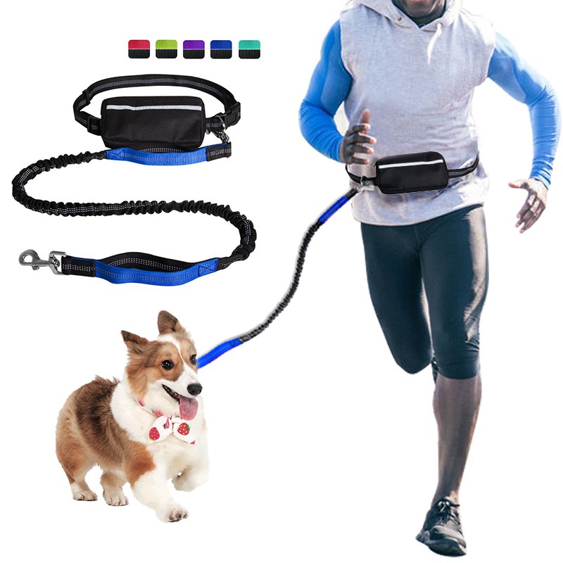 Latest Hands Free Dog Leash With Waist Bag Running/Jogging Hands Free Dog Leads Adjustable Waist Belt Shock Absorbing Dog leash