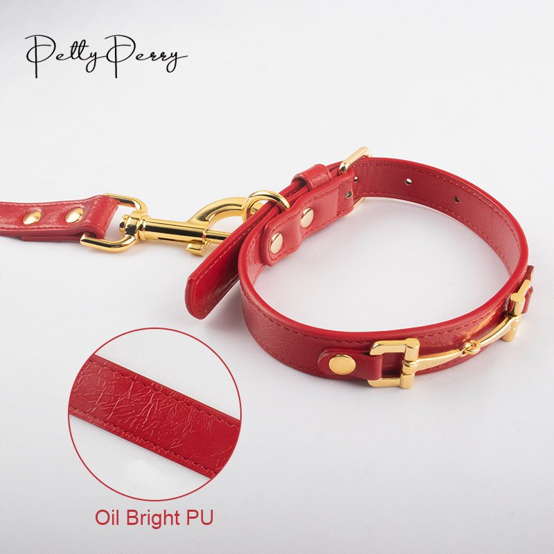 Unique Colorful Design Jewelry Horseshoe Shape Shoe Chain Glossy Oiled Leather Pu Luxury Pet Durable Real Leather Dog Collar