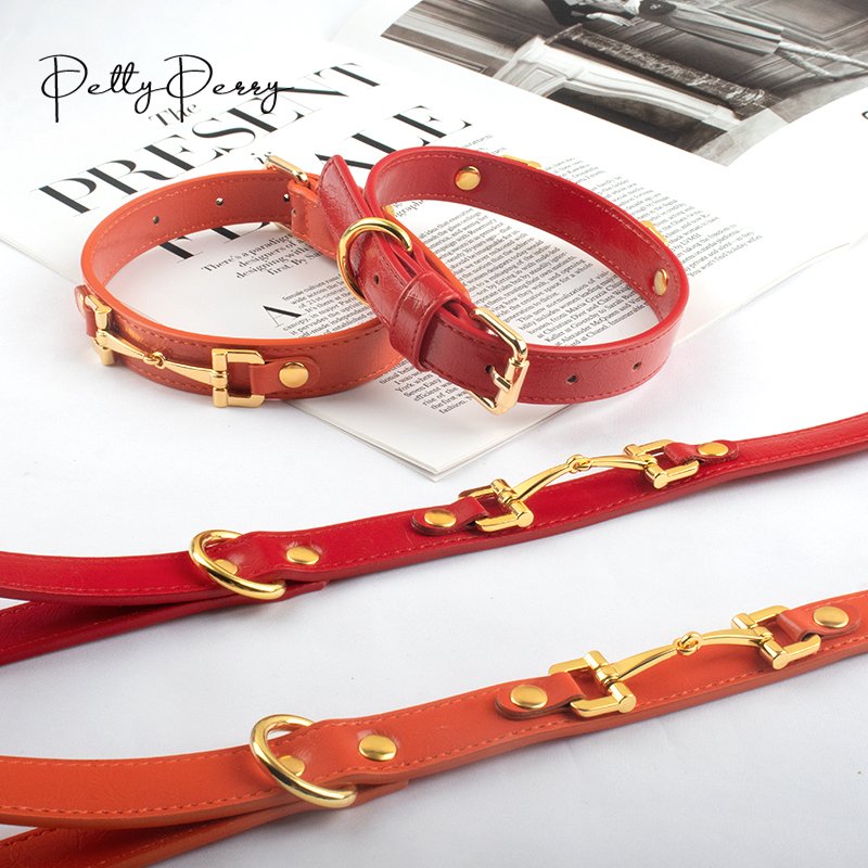 Unique Colorful Design Jewelry Horseshoe Shape Shoe Chain Glossy Oiled Leather Pu Luxury Pet Durable Real Leather Dog Collar