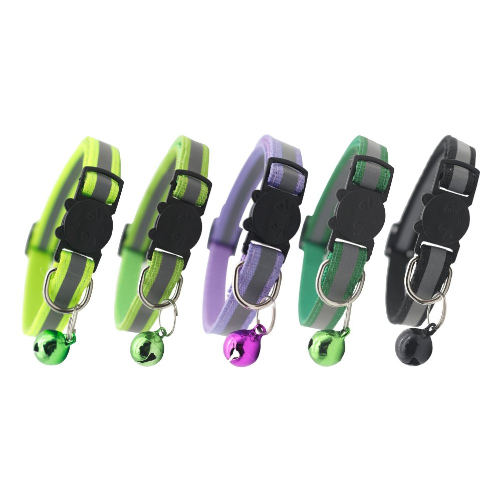 Custom Thick Luxury Designer Dog Collar with Plastic Buckle and Luminous Metal Bell Adjustable and Eco-Friendly