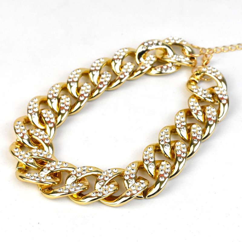 Wholesale price cuban link dog choker collar gold plated stainless steel chains