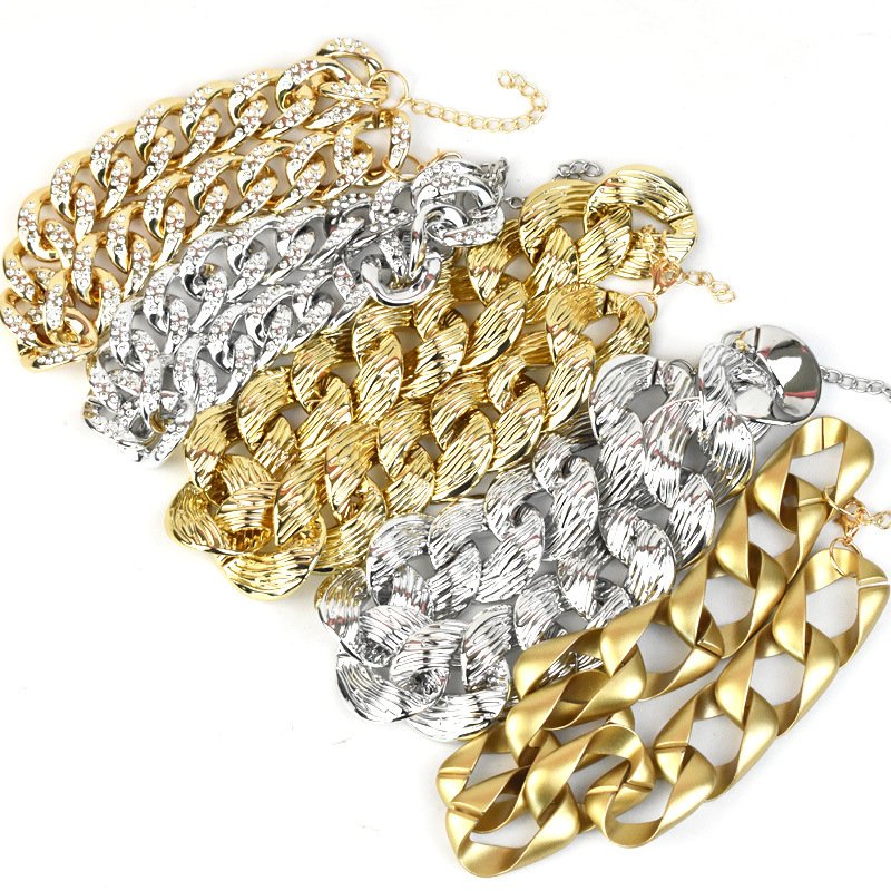 Wholesale price cuban link dog choker collar gold plated stainless steel chains