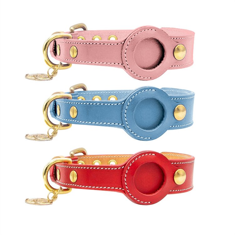 Hot sale new products Dog collar cover accessories Dog Leash Fashion Custom Cat Dog Pet Collar GPS Leather Case for Airtag