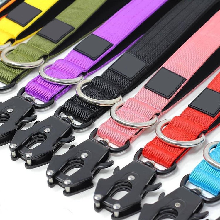 Nylon Adjustable Tactical Training Dog Collar And Leash Set With Metal Buckle