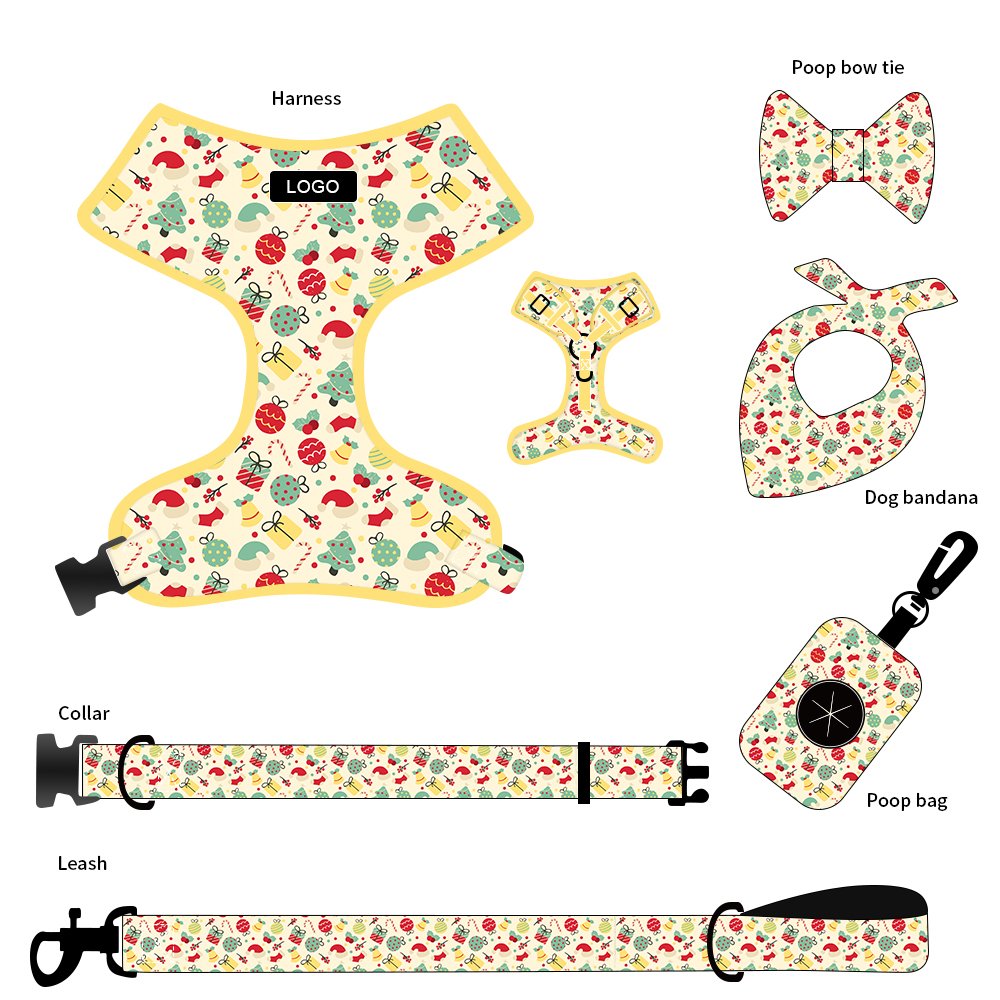 Exquisite Pet Supplies Christmas Dog Leash And Collar Luxury Pet Harnesses Dog Harness Set