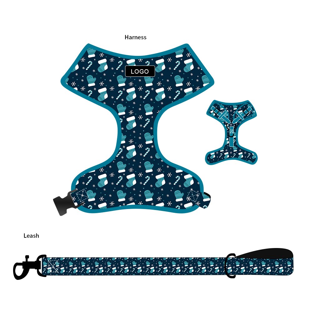 Exquisite Pet Supplies Christmas Dog Leash And Collar Luxury Pet Harnesses Dog Harness Set