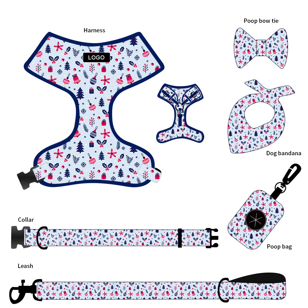 Exquisite Pet Supplies Christmas Dog Leash And Collar Luxury Pet Harnesses Dog Harness Set