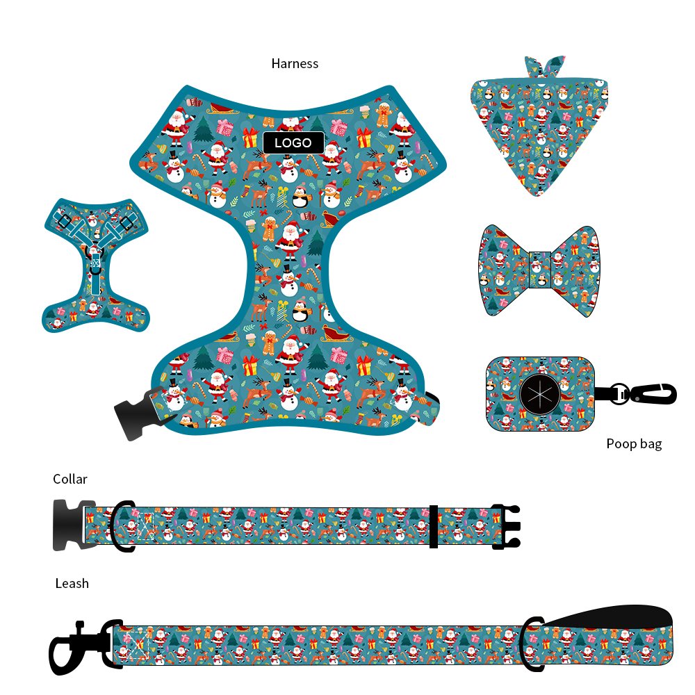 Exquisite Pet Supplies Christmas Dog Leash And Collar Luxury Pet Harnesses Dog Harness Set