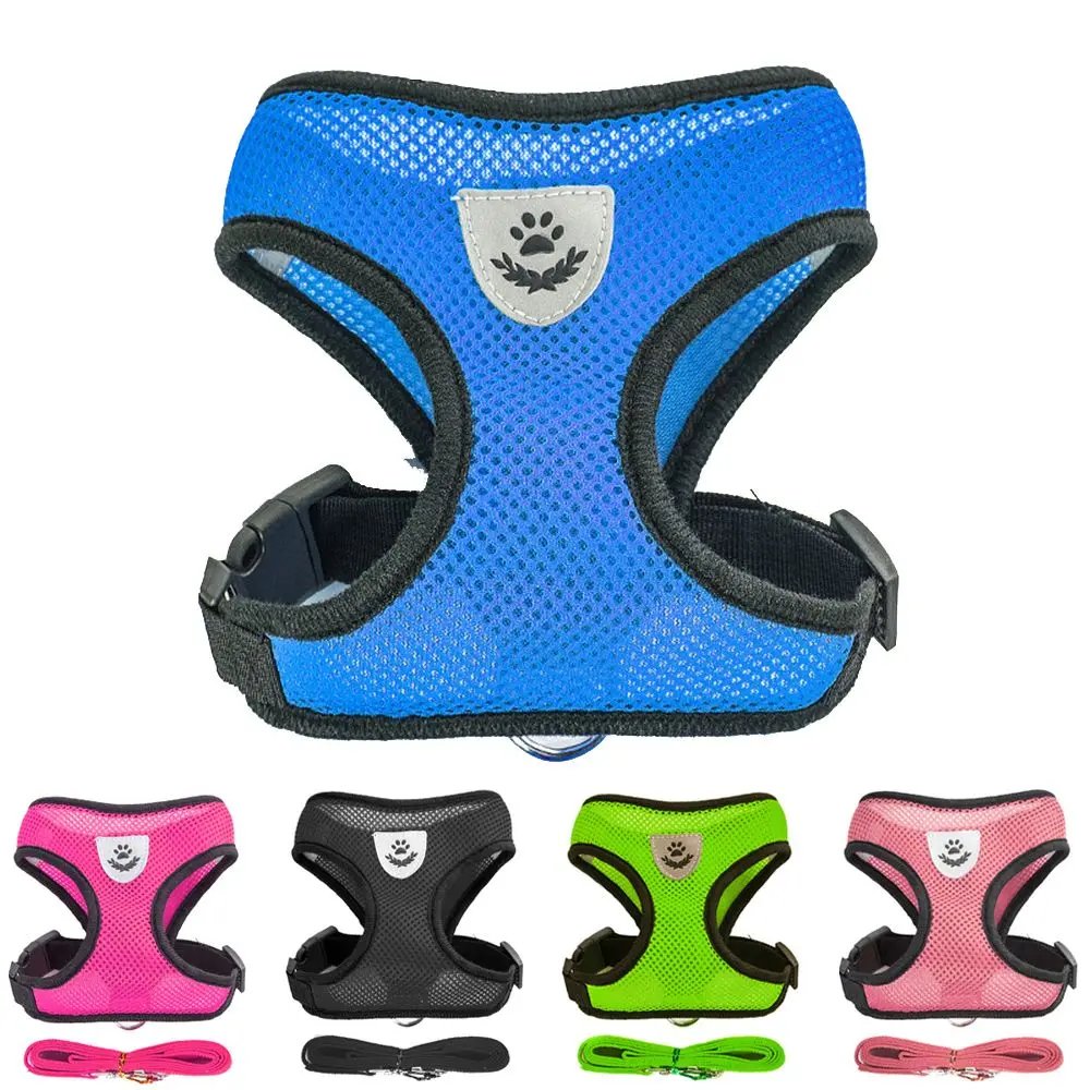 Breathable Fabric Mesh Dog Leash Soft Comfortable Pet Harness Puppy Vest Collar Pet Supplies For Chihuahua Pug