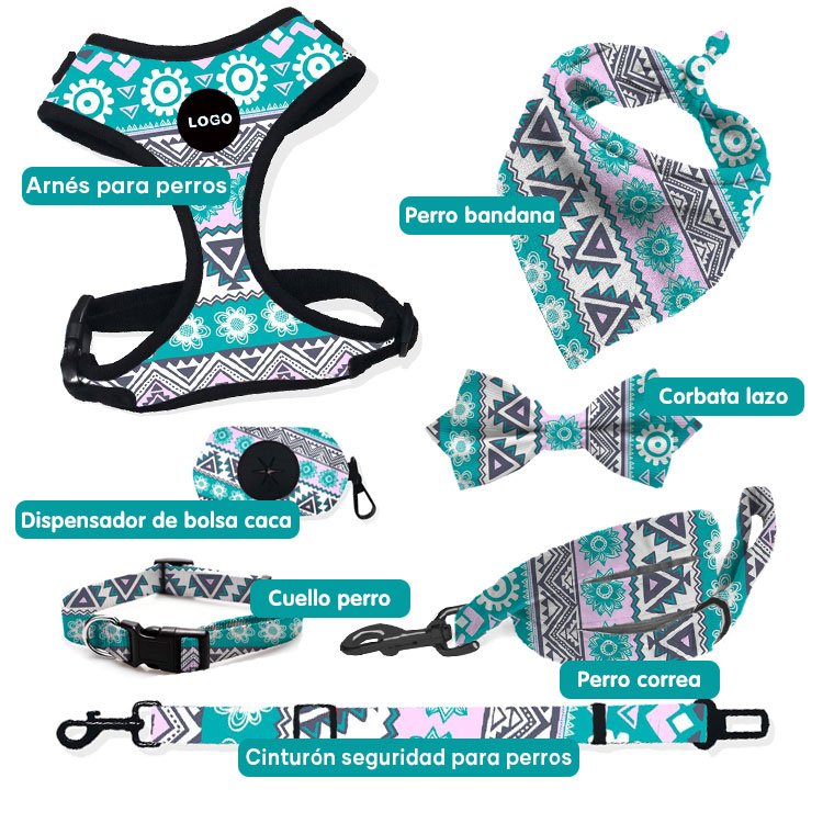 Adjustable Dog Accessories Sublimation Dog Harness Set Custom Personalized Pet Supplies 2021 Dog Chest Harness Collar And Leash