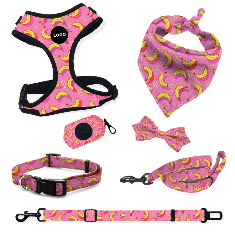 Adjustable Dog Accessories Sublimation Dog Harness Set Custom Personalized Pet Supplies 2021 Dog Chest Harness Collar And Leash