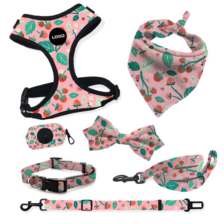 Adjustable Dog Accessories Sublimation Dog Harness Set Custom Personalized Pet Supplies 2021 Dog Chest Harness Collar And Leash