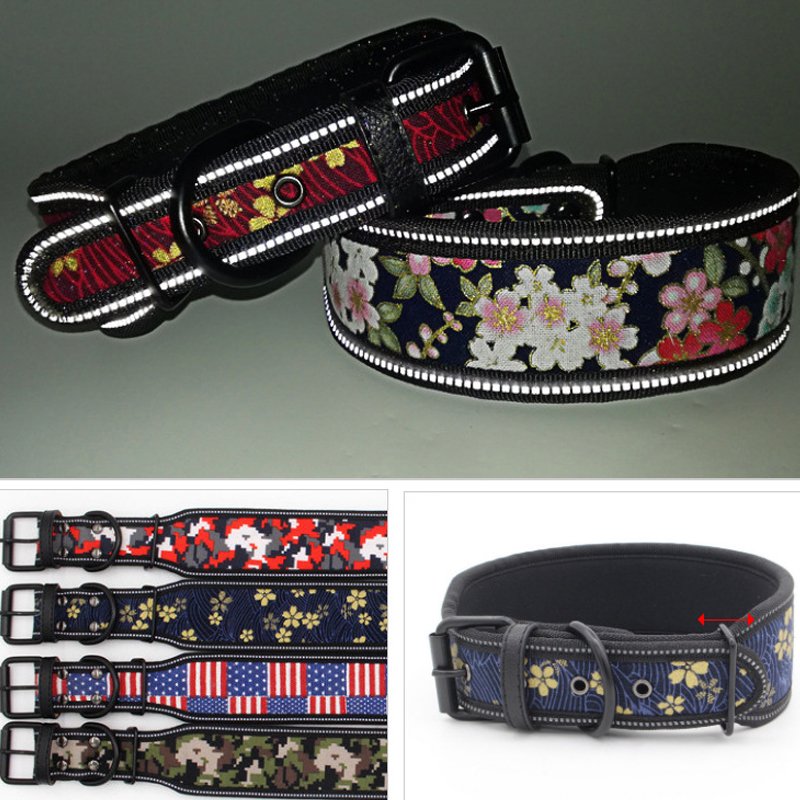 Pet Collar for Small Medium Large Dogs Pitbull Leash Dog Chain Reflective Puppy Big Dog Collar with Buckle Adjustable
