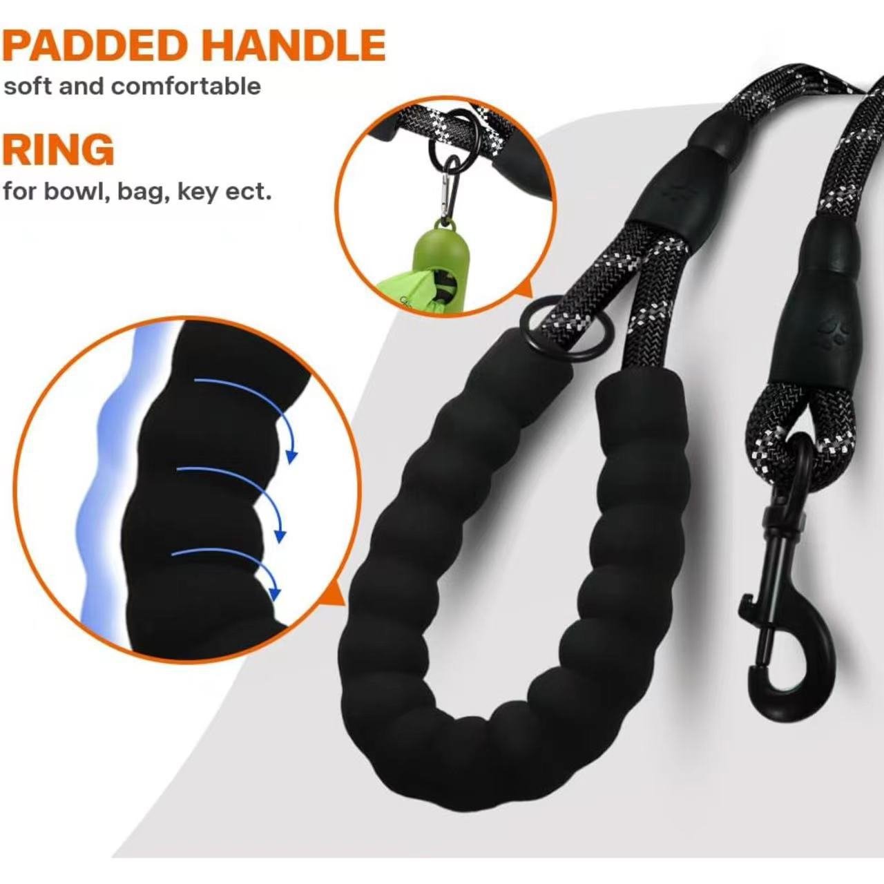 Comfortable Padded Handle Rope Dog Leash 1.2M/1.5M/2M/3M slip lead pet leash Reflective custom dog leash for Medium Large Dogs