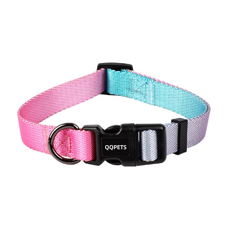 Gradient dog collar leash Pet colorful collar nylon dog leash