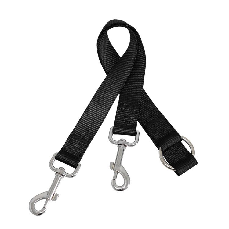 Durable Polyester Leashes Double Hook Hands Free Two Pets Together for Walking and Training Heavy Duty Dog Leash 2*45cm