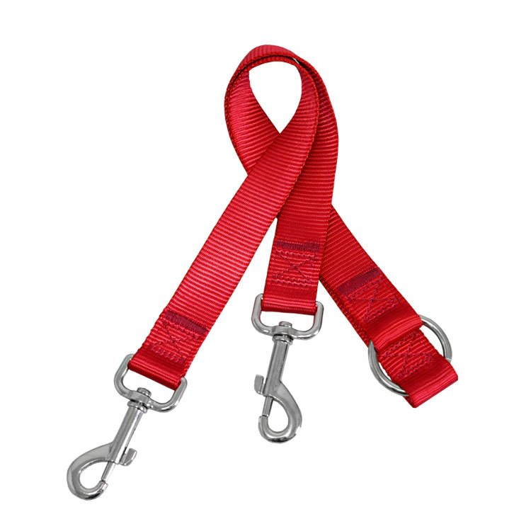 Durable Polyester Leashes Double Hook Hands Free Two Pets Together for Walking and Training Heavy Duty Dog Leash 2*45cm